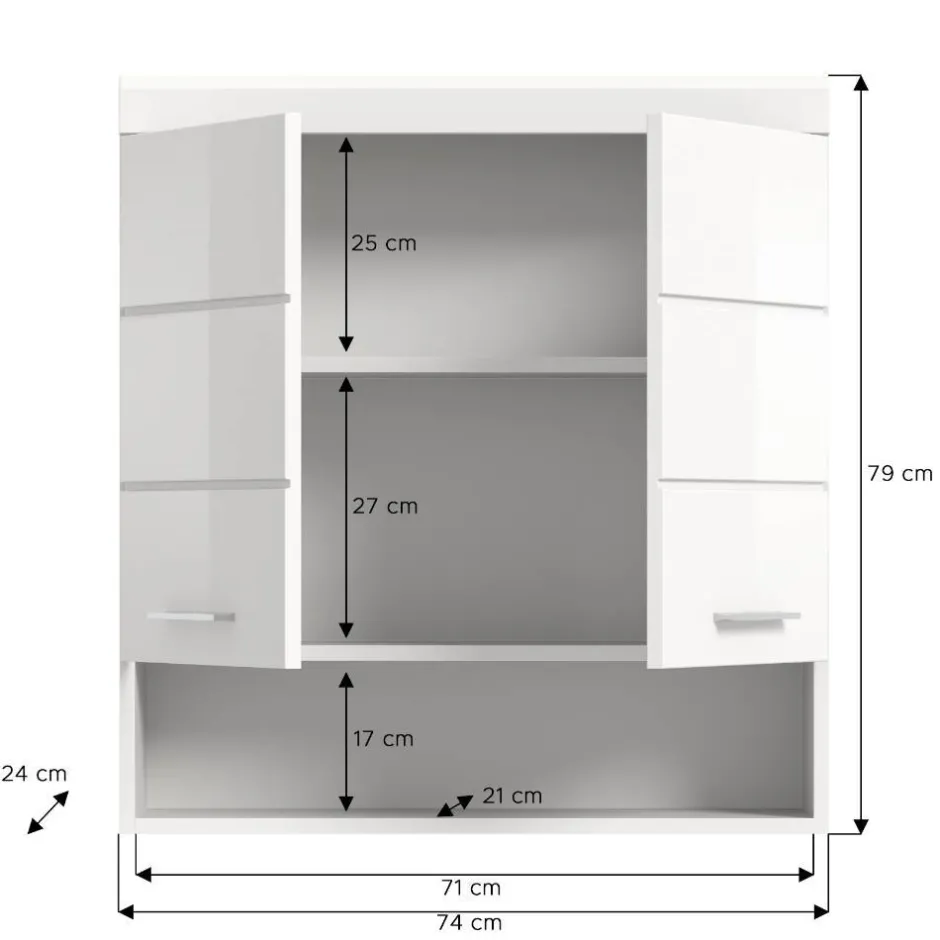 Badezimmer-Hängeschrank mit Doppeltür - Henriette^Wohnen