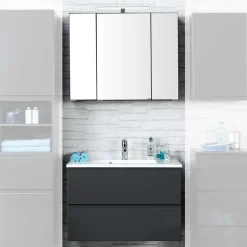 Wohnen Badezimmermöbel Blaxin in Anthrazit Hochglanz (zweiteilig)