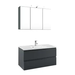 Wohnen Badezimmermöbel Blaxin in Anthrazit Hochglanz (zweiteilig)