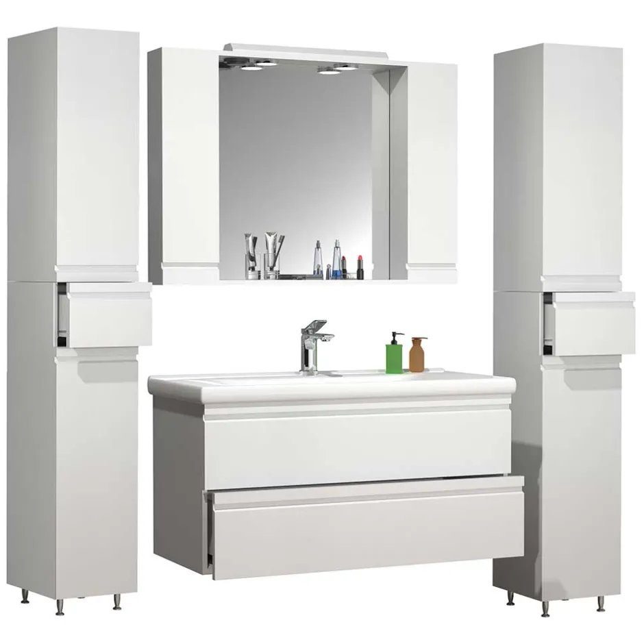 Badezimmermöbel Block in Weiß - Departo (vierteilig)^Wohnen New