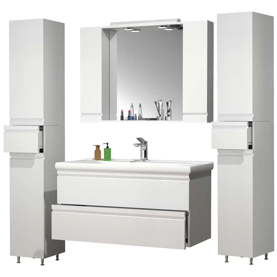 Badezimmermöbel Block in Weiß - Departo (vierteilig)^Wohnen New