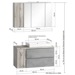 Wohnen Badezimmermöbel Block Set - Jambi (vierteilig)