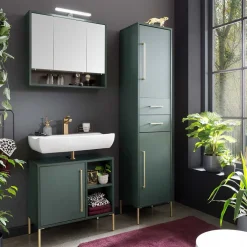Wohnen Badezimmermöbel in Dunkelgrün & Gold - Aqua (dreiteilig)