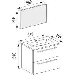 Wohnen Badezimmermöbel in Schwarz - Gloriella (vierteilig)