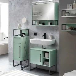Wohnen Badezimmermöbel Kombi in Mint mit Anthrazit - Esdrus (dreiteilig)