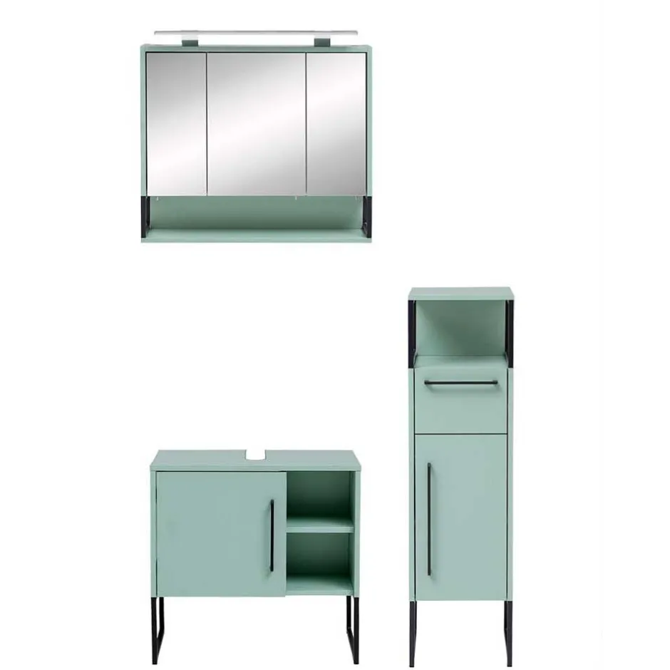 Wohnen Badezimmermöbel Kombi in Mint mit Anthrazit - Esdrus (dreiteilig)