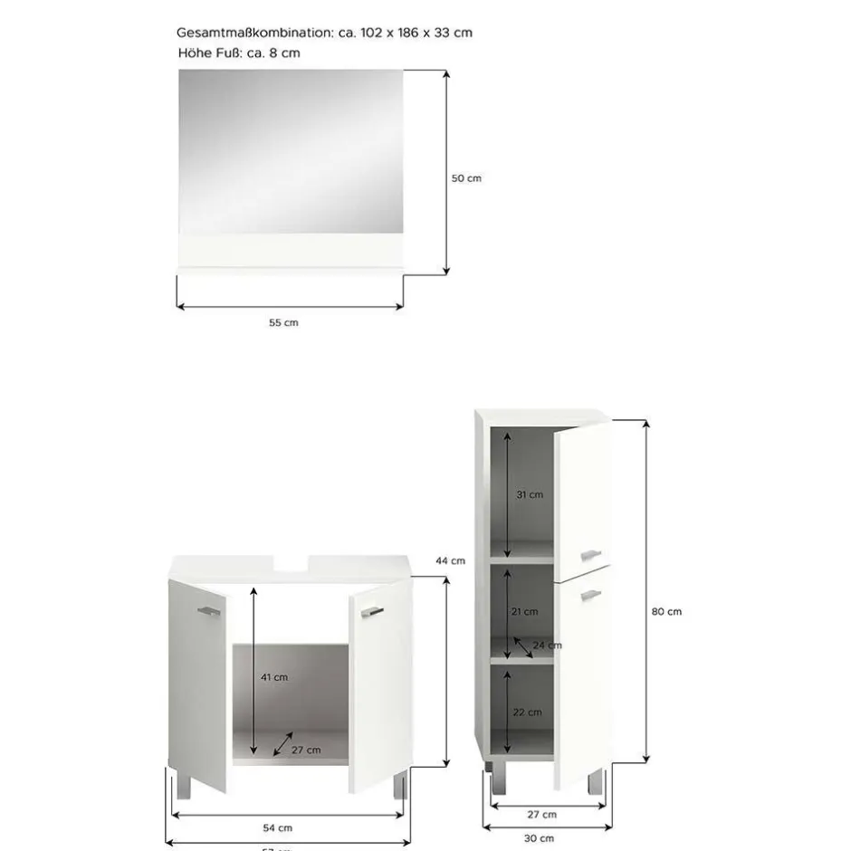 Wohnen Badezimmermöbel Set - Harmone (dreiteilig)