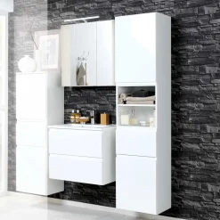 Wohnen Badezimmermöbel Set Concetada mit 3D Spiegelschrank (dreiteilig)