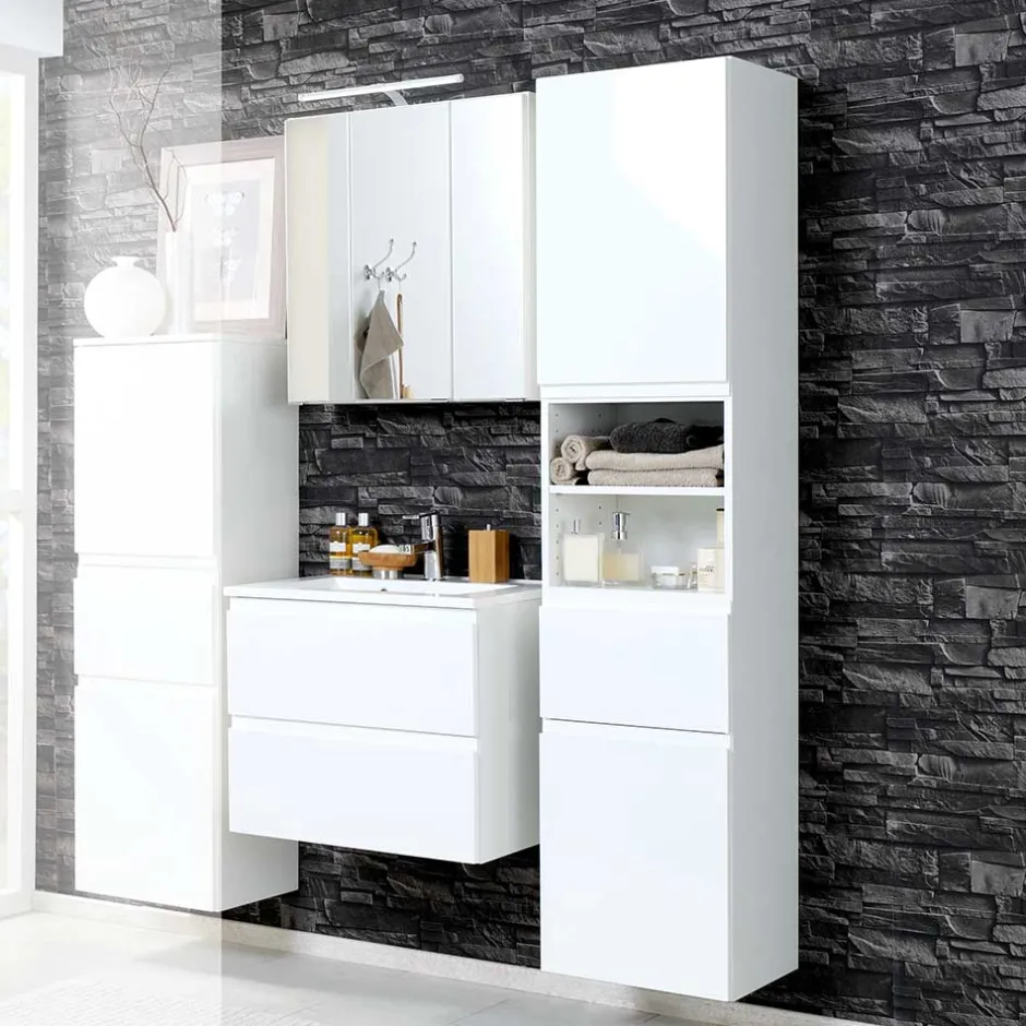 Wohnen Badezimmermöbel Set Concetada mit 3D Spiegelschrank (dreiteilig)