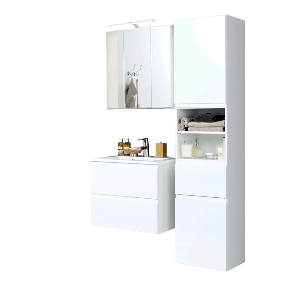Wohnen Badezimmermöbel Set Concetada mit 3D Spiegelschrank (dreiteilig)