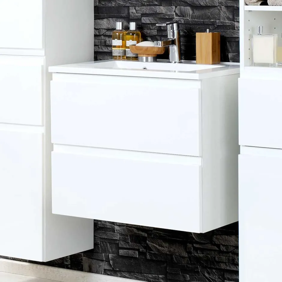 Wohnen Badezimmermöbel Set Concetada mit 3D Spiegelschrank (dreiteilig)