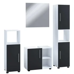 Wohnen Badezimmermöbel Set in Weiß und Schwarz - Cranies (vierteilig)