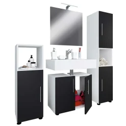 Badezimmermöbel Set in Weiß Schwarz - Cranies I (vierteilig)^Wohnen Hot