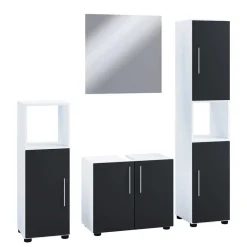 Badezimmermöbel Set in Weiß Schwarz - Cranies I (vierteilig)^Wohnen Hot