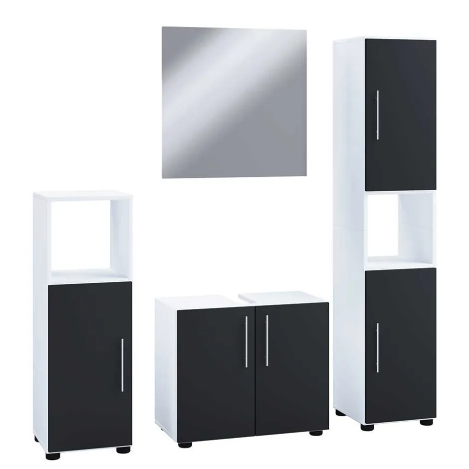 Badezimmermöbel Set in Weiß Schwarz - Cranies I (vierteilig)^Wohnen Hot