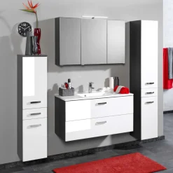 Wohnen Badezimmermöbel Set Tiamos in Weiß Hochglanz (vierteilig)