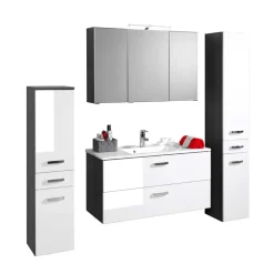 Wohnen Badezimmermöbel Set Tiamos in Weiß Hochglanz (vierteilig)