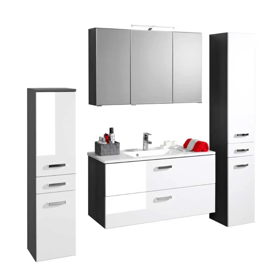 Wohnen Badezimmermöbel Set Tiamos in Weiß Hochglanz (vierteilig)