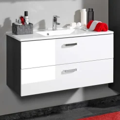 Wohnen Badezimmermöbel Set Tiamos in Weiß Hochglanz (vierteilig)