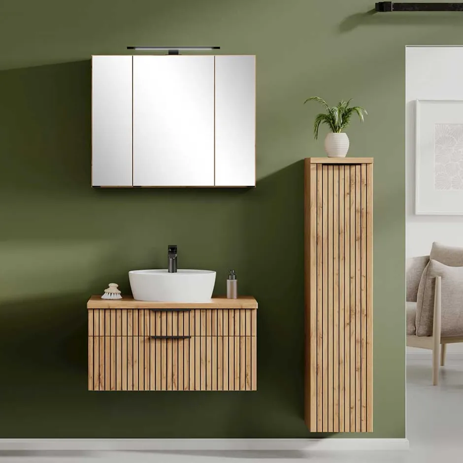 Wohnen Badezimmermöbel Waschplatz Kombination - Crystoga (dreiteilig)