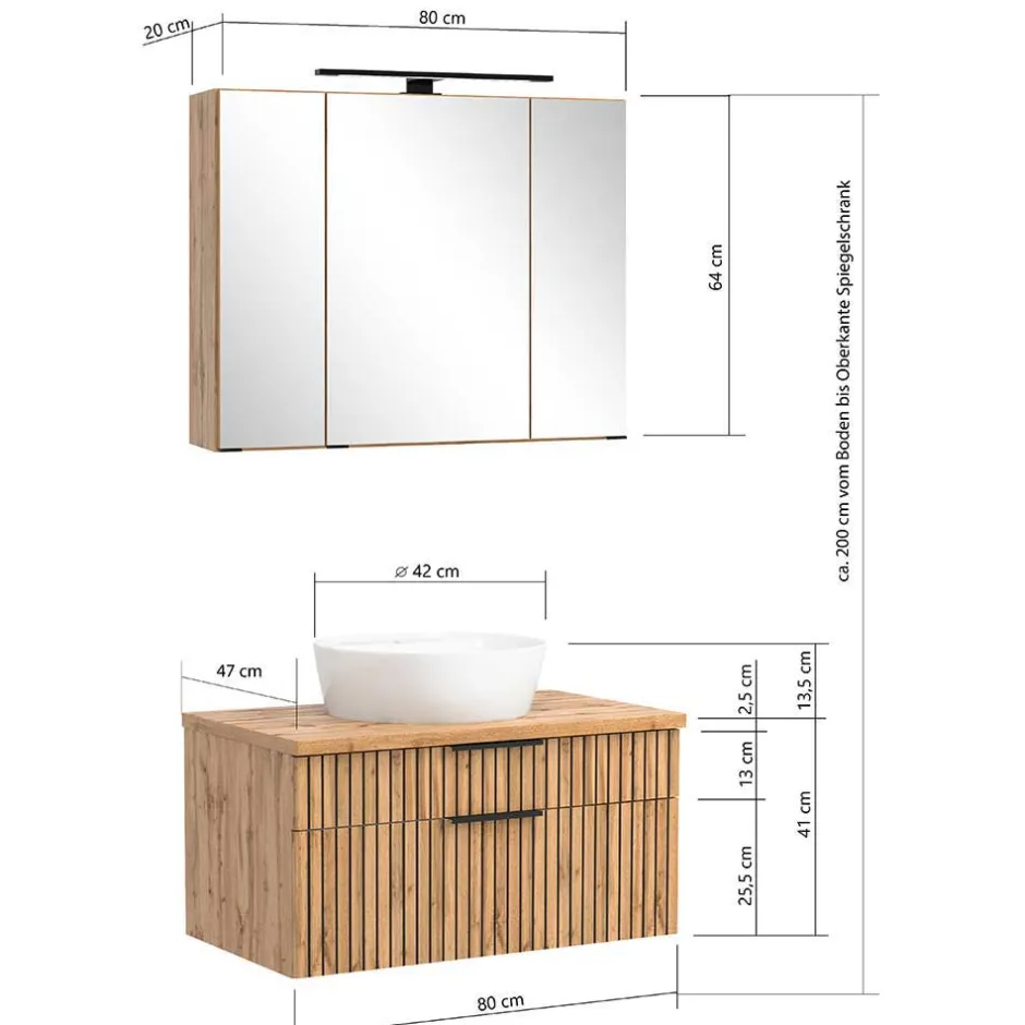 Wohnen Badezimmermöbel Waschplatz Kombination - Crystoga (dreiteilig)
