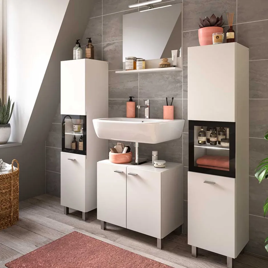 Wohnen Badezimmermöbel-Kombi in Weiß - Harmone (vierteilig)