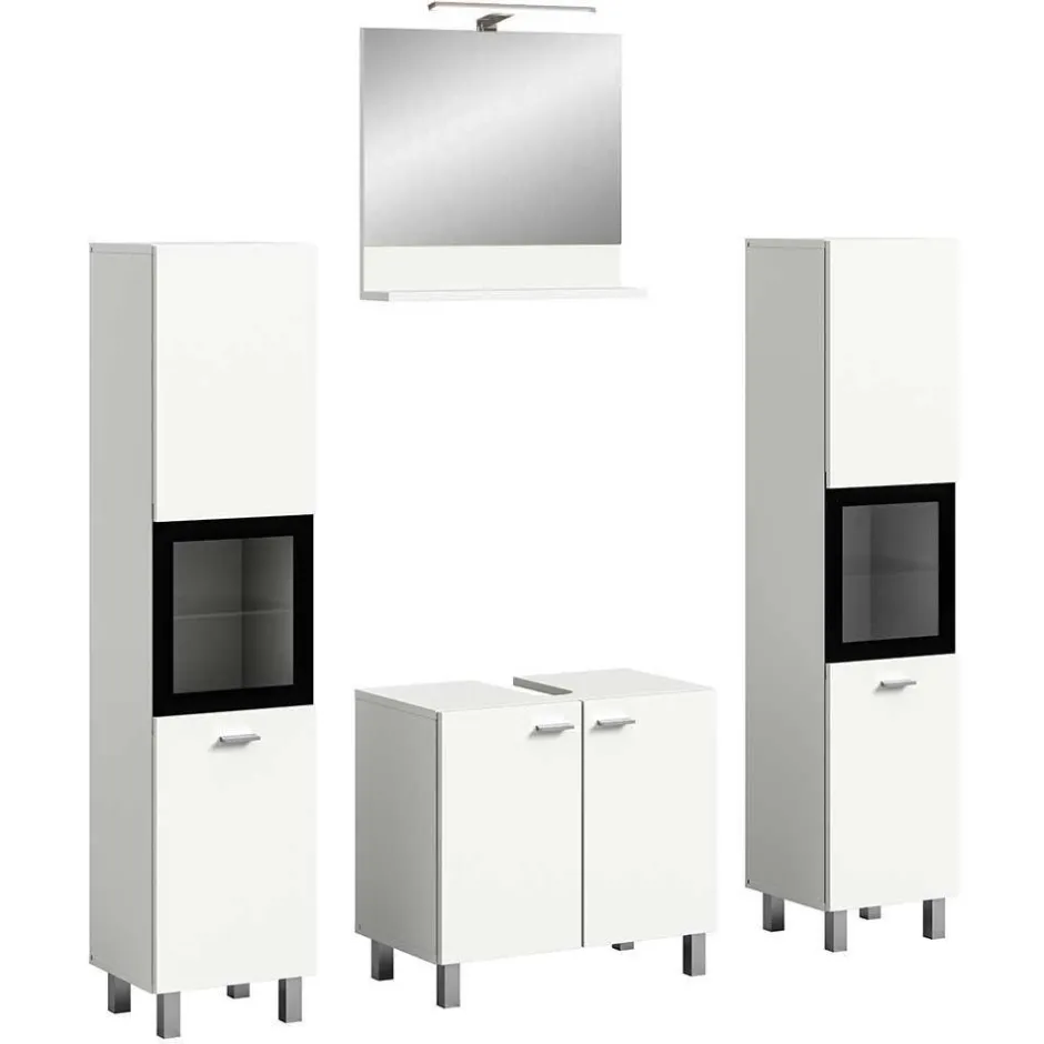 Wohnen Badezimmermöbel-Kombi in Weiß - Harmone (vierteilig)
