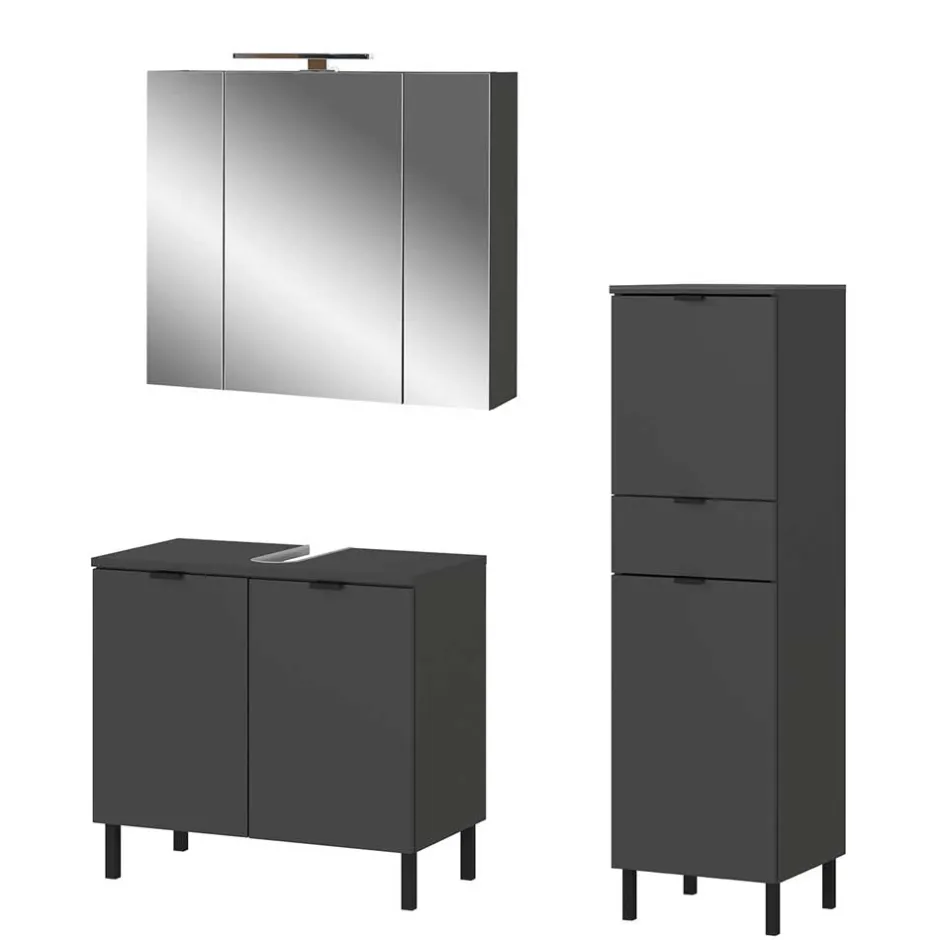 Badezimmermöbel-Set in Dunkelgrau - Quado (dreiteilig)^Wohnen Online