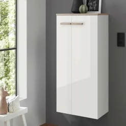 Wohnen Badezimmerschrank in Weiß Hochglanz & Eiche - Vauflos