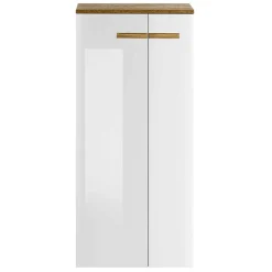 Wohnen Badezimmerschrank in Weiß Hochglanz & Eiche - Vauflos