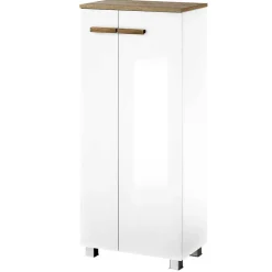 Wohnen Badezimmerschrank in Weiß Hochglanz & Eiche - Vauflos