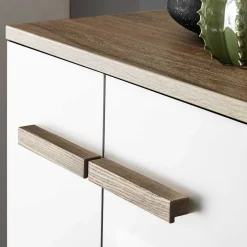 Wohnen Badezimmerschrank in Weiß Hochglanz & Eiche - Vauflos