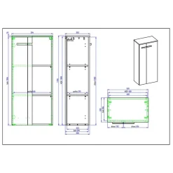 Wohnen Badezimmerschrank in Weiß Hochglanz & Eiche - Vauflos