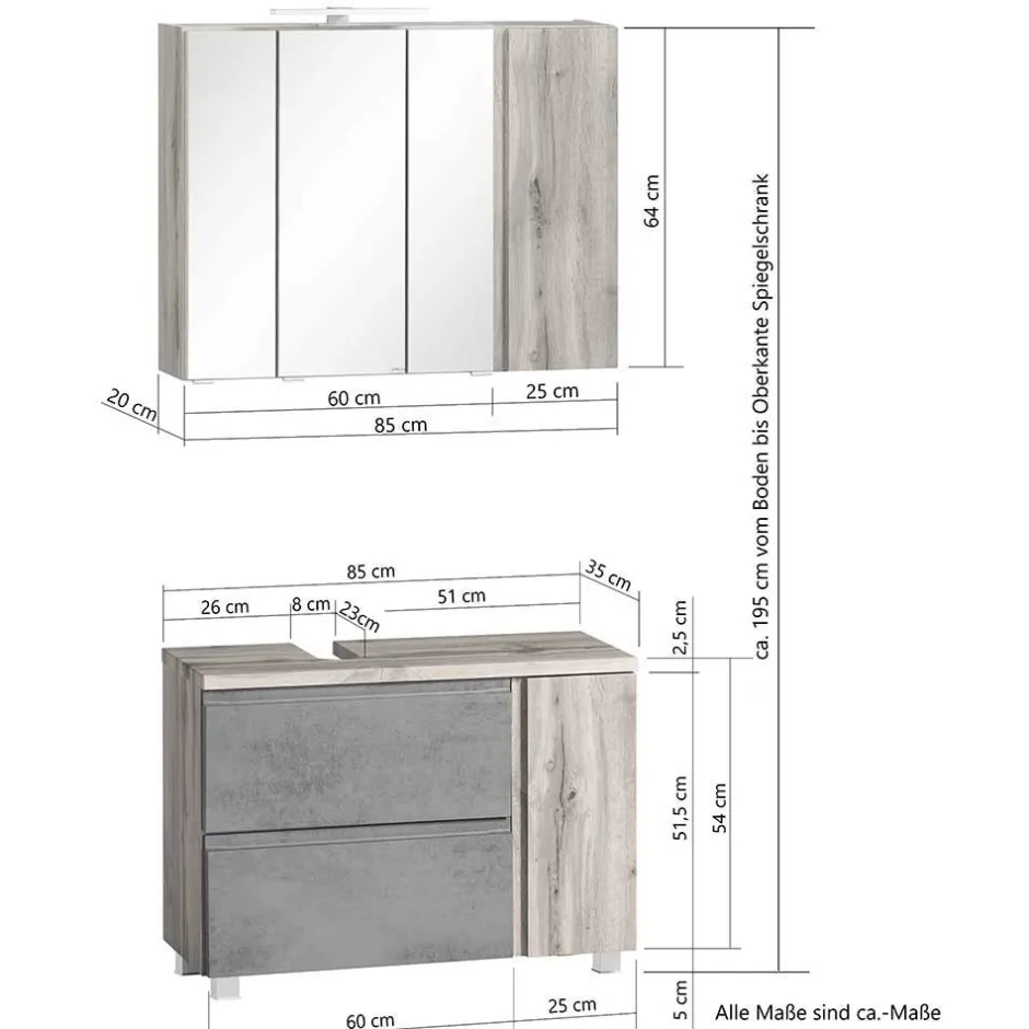 Badezimmerschränke Set modern - Eight (dreiteilig)^Wohnen Discount