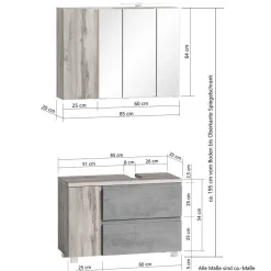 Badezimmerschränke Set modern - Eight (dreiteilig)^Wohnen Discount
