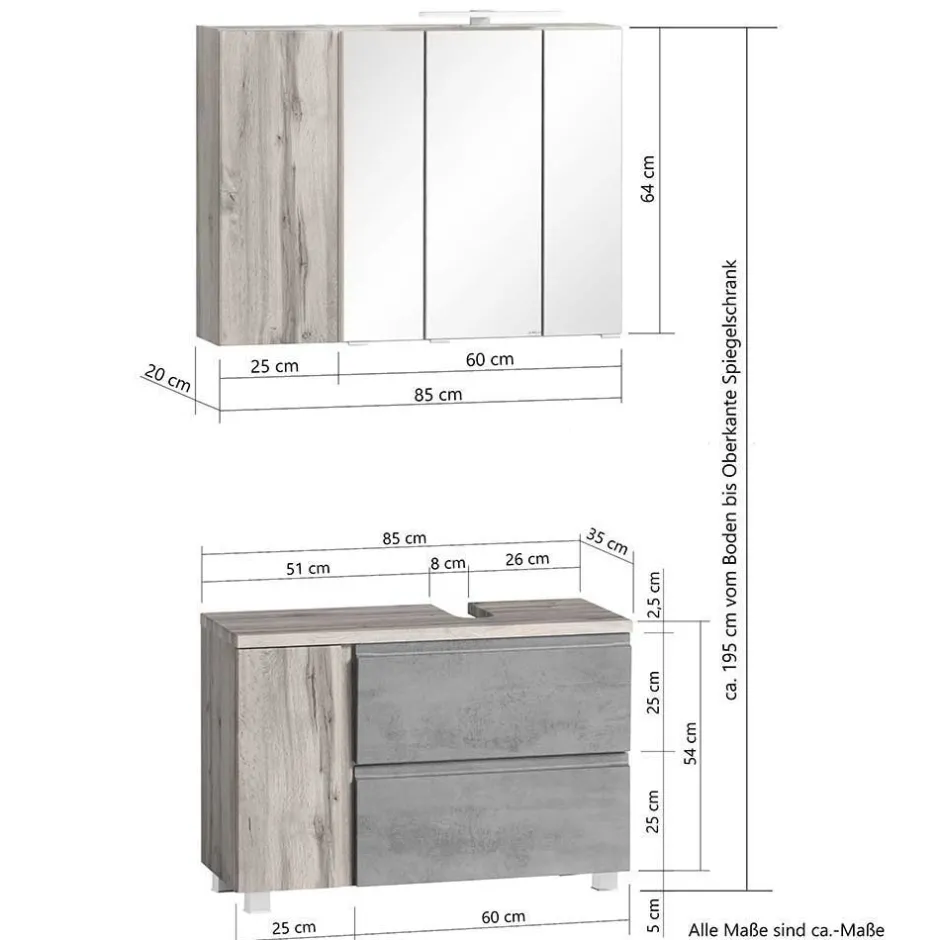 Badezimmerschränke Set modern - Eight (dreiteilig)^Wohnen Discount