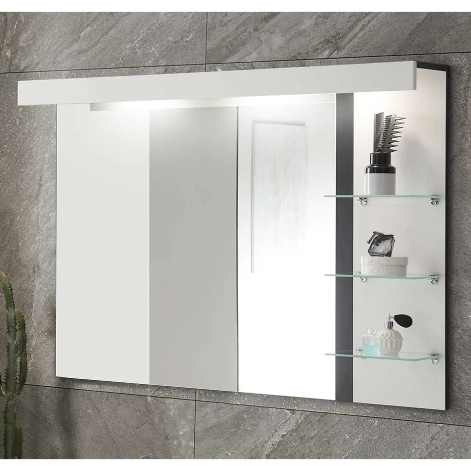 Wohnen Badezimmerspiegel mit LED & 3 Ablageböden - Ingmesan