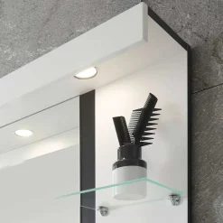 Wohnen Badezimmerspiegel mit LED & 3 Ablageböden - Ingmesan