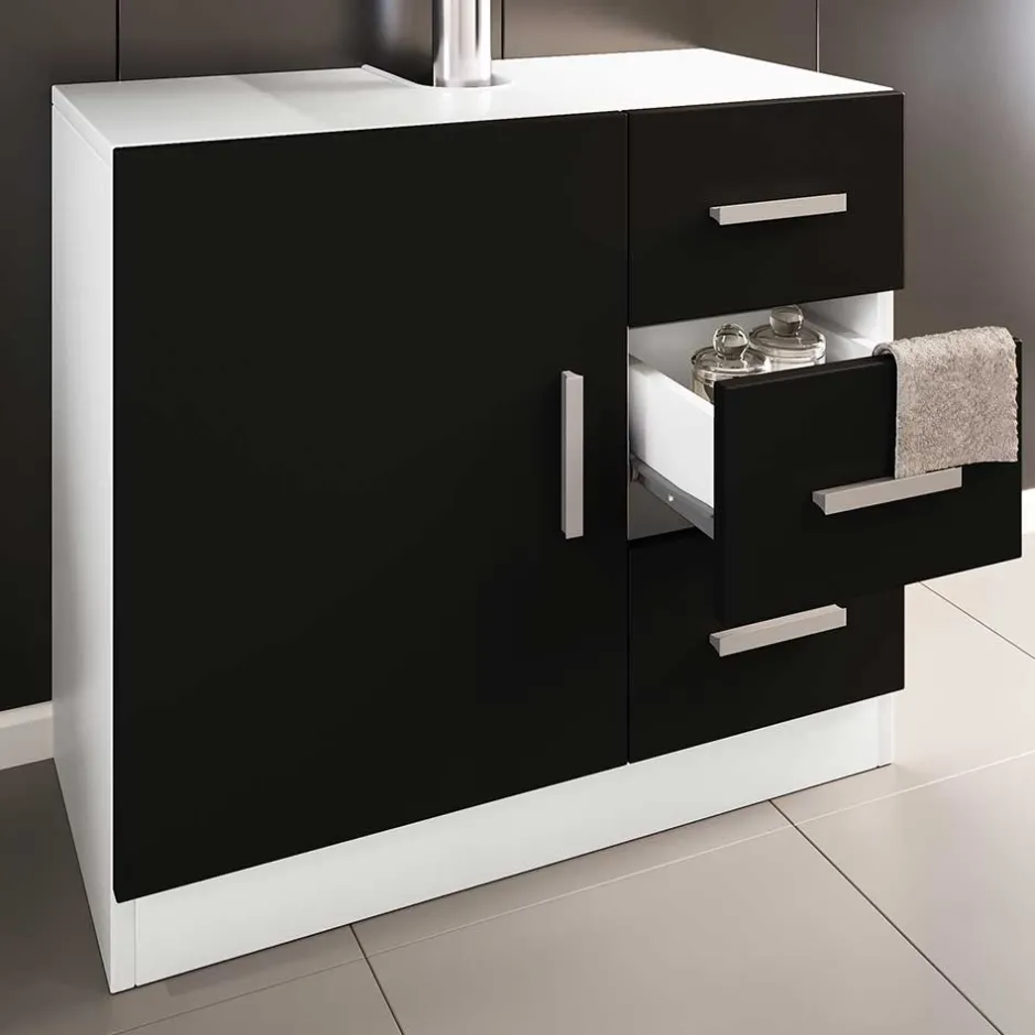 Wohnen Badkommode fürs Waschbecken in Schwarz Weiß - Musone