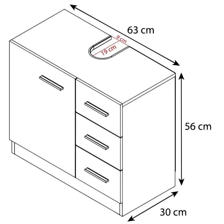 Wohnen Badkommode fürs Waschbecken in Schwarz Weiß - Musone