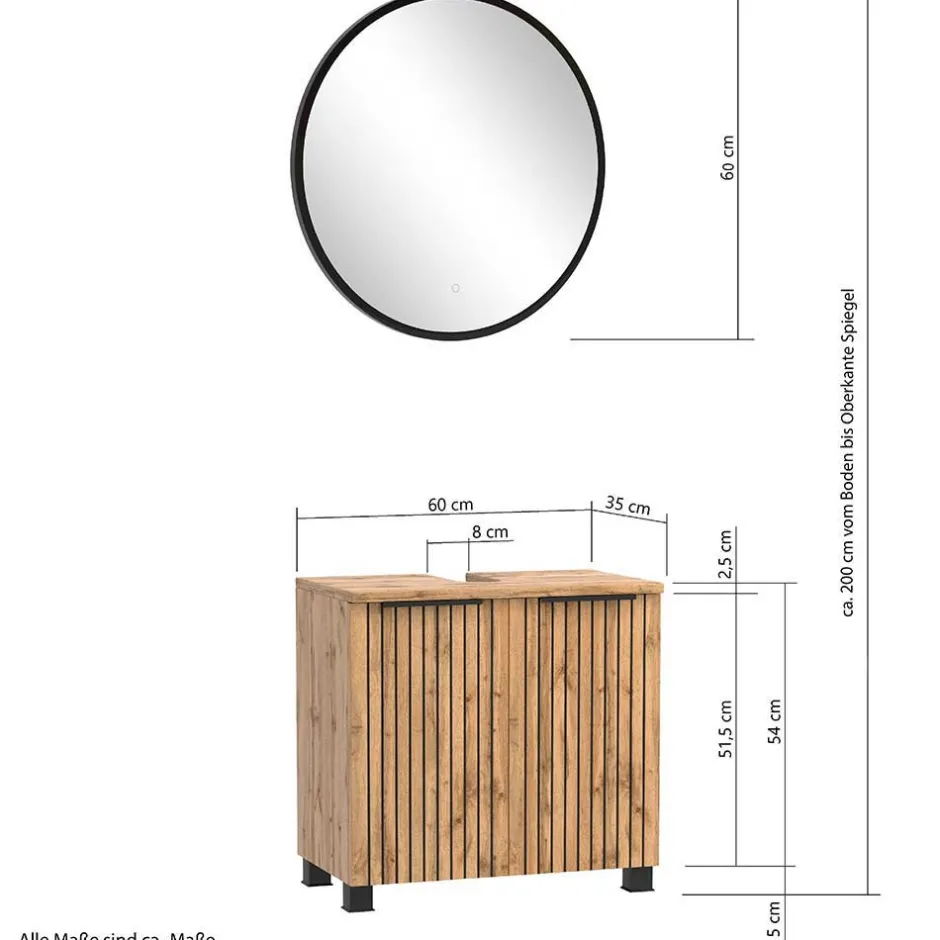 Wohnen Badmöbel Ausstattung in modernem Design - Crystoga (vierteilig)