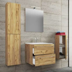 Badmöbel Einrichtungsset - Holz Look - Karin (vierteilig)^Wohnen Discount