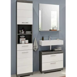 Wohnen Badmöbel Hochschrank & Beckenschrank & Spiegel - Nancys (dreiteilig)