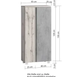 Wohnen Badmöbel in Beton Optik & Wildeiche - Mia (dreiteilig)