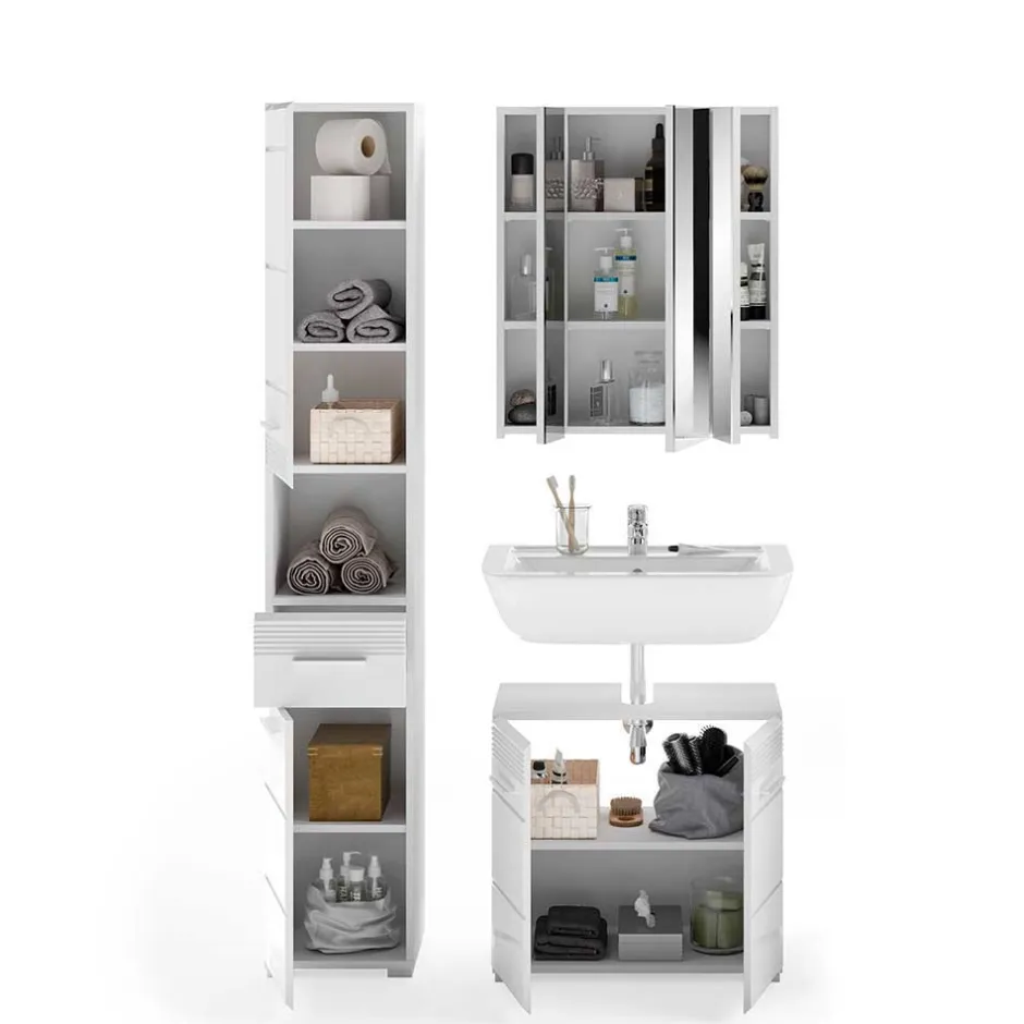 Wohnen Badmöbel Kombination Hochglanz - Whale (dreiteilig)