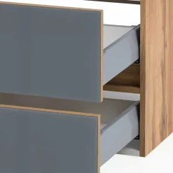 Wohnen Badmöbel Kombination in Grau Glas - Anviletca (fünfteilig)