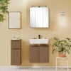 Wohnen Badmöbel Kombination in Holzdekor - Ucaida (dreiteilig)