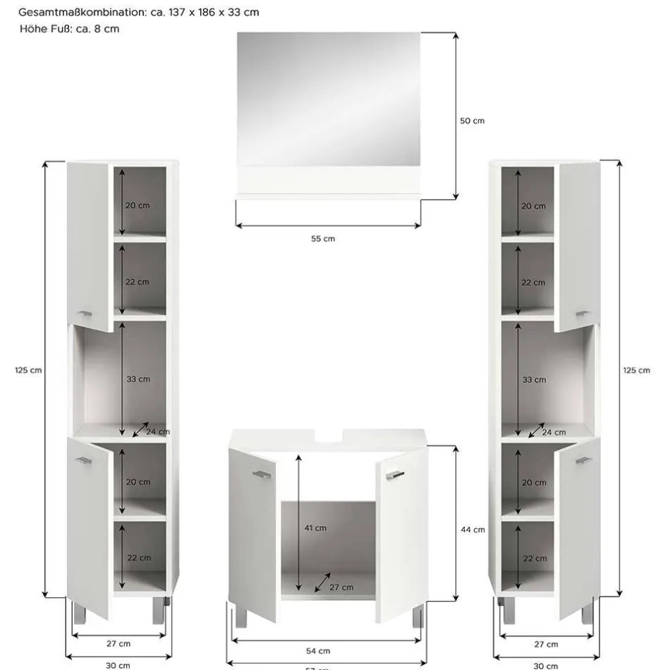 Badmöbel Kombination in Weiß - Harmone (vierteilig)^Wohnen Best