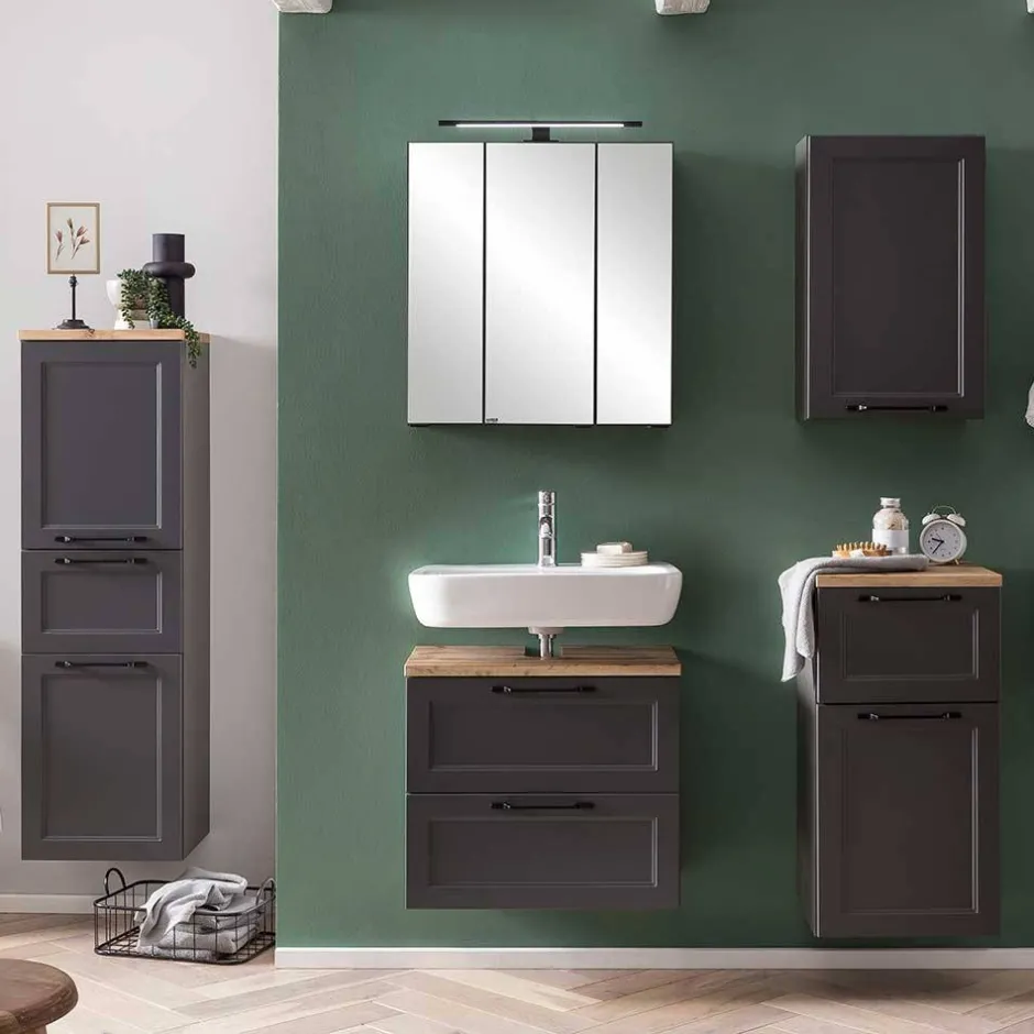 Wohnen Badmöbel Kombination zweifarbig - Novelya (fünfteilig)