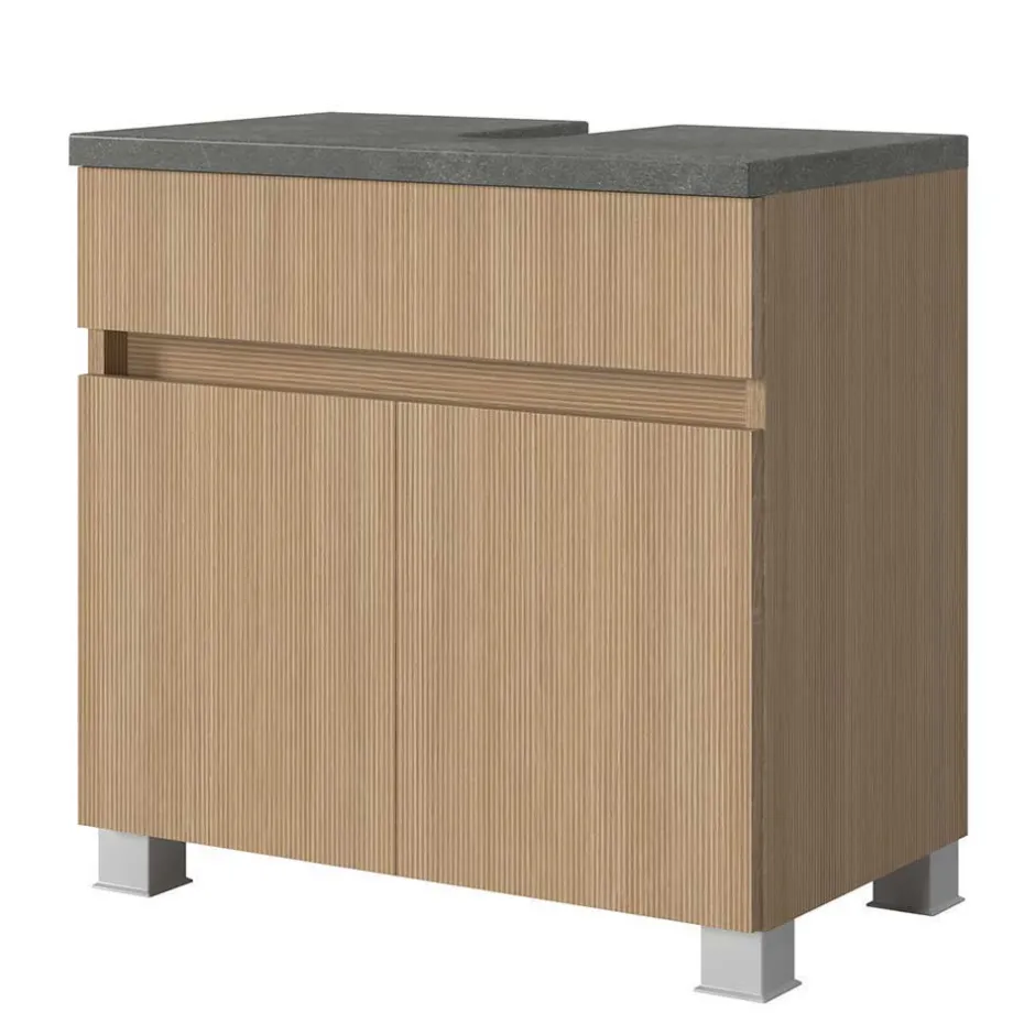 Wohnen Badmöbel Komplettset in Eiche Hell - Leitha (fünfteilig)